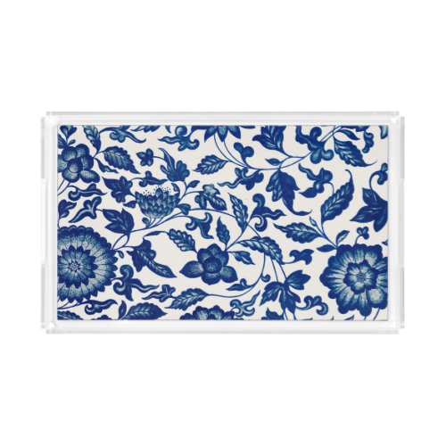 Blue Chinese Ornamental Floral  Acrylic Tray