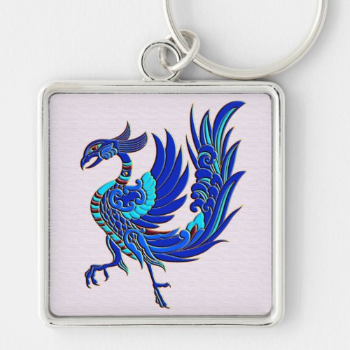 Blue chinese phoenix keychain