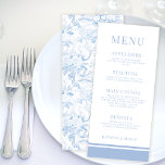 Blue Chinese porcelain floral wedding menu cards<br><div class="desc">Elegant botanical whimsical blue chinoiserie pattern,  Chinese porcelain inspired floral spring or summer wedding menu cards.</div>