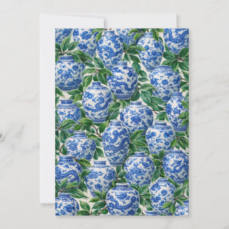 Blue Chinese Porcelain Ginger Jar Invitation