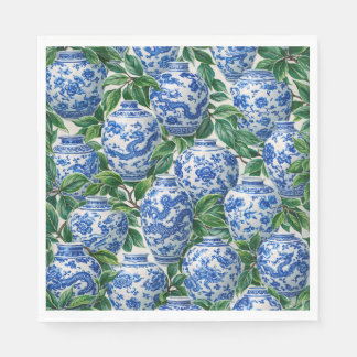 Blue Chinese Porcelain Ginger Jar Napkins