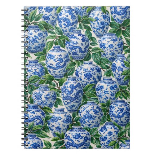 Blue Chinese Porcelain Ginger Jar Notebook