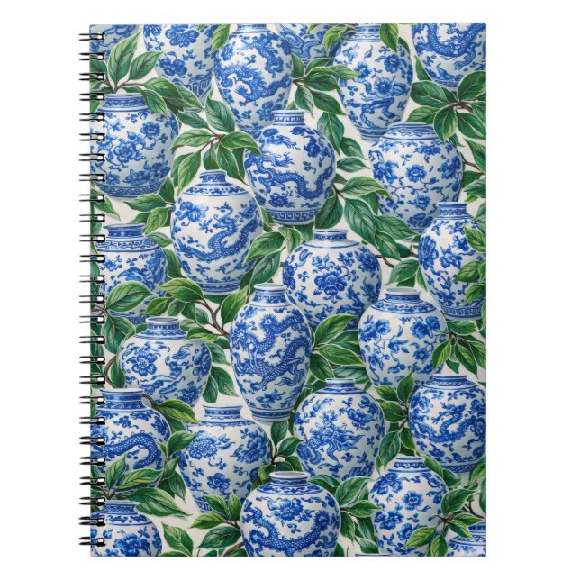 Blue Chinese Porcelain Ginger Jar Notebook (Front)