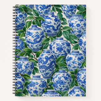Blue Chinese Porcelain Ginger Jar Notebook