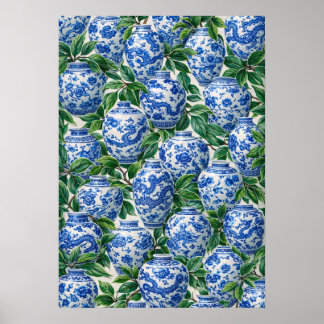 Blue Chinese Porcelain Ginger Jar Poster
