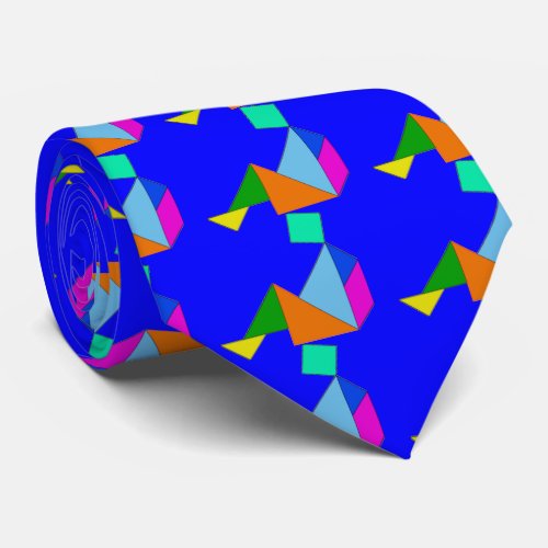 Blue Chinese Tangram Tie