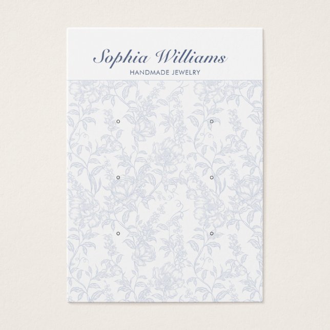 Blue Chinoiserie 3 Pair Studs Earring Display Card (Front)