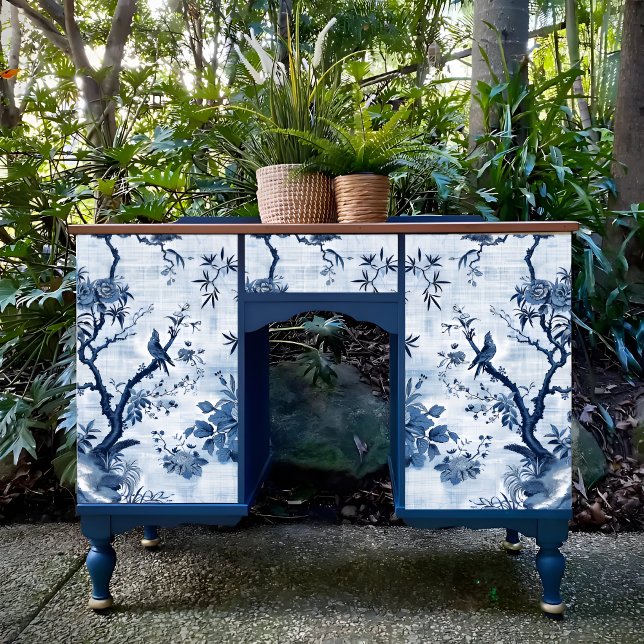 Blue Chinoiserie Asian French Decoupage Print Tissue Paper (Creator Uploaded)
