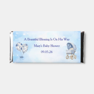 Blue Chinoiserie Baby Shower Hershey's wrapping