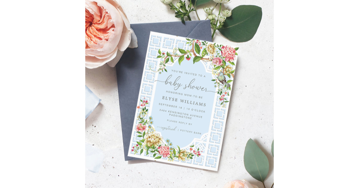 Toile De Jouy Baby Shower Invitation Baby Shower Invitations 