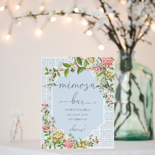 Blue Chinoiserie Baby Shower Mimosa Bar Sign