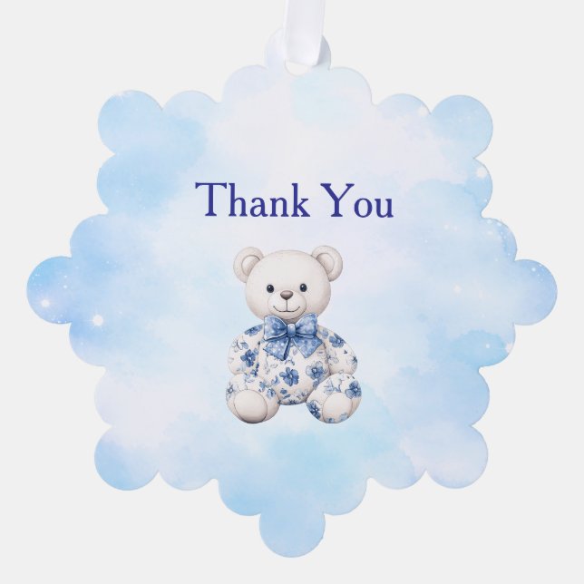 Blue Chinoiserie Baby Shower Thank You Card (Front)