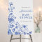 Blue Chinoiserie Birds Flowers Baby Shower Welcome