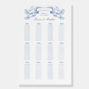 Blue Chinoiserie Birds & Flowers Seating Plan Foam Board