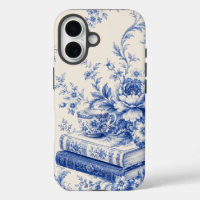 Blue Chinoiserie Books and Tea Phone Case