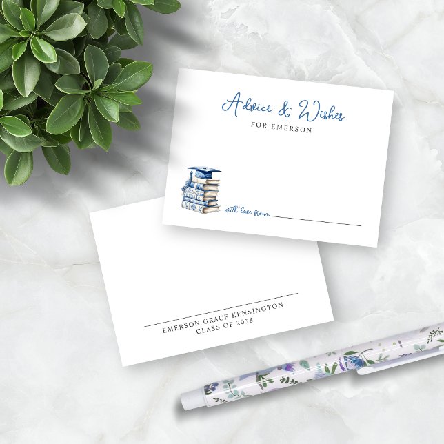 Blue Chinoiserie Books Graduation Advice Wishes Enclosure Card (Blue Chinoiserie Books Graduation Advice Wishes Cards)