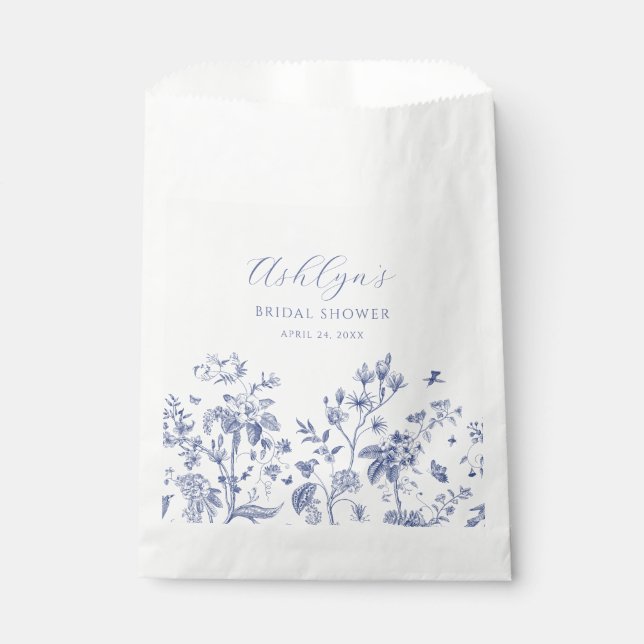 Blue Chinoiserie Bridal Shower Favor Bag (Front)