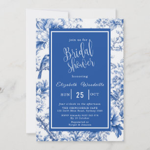 Blue Chinoiserie Bridal Shower Invitation Floral