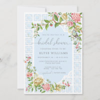Blue Chinoiserie Bridal Shower Invitation Trianon