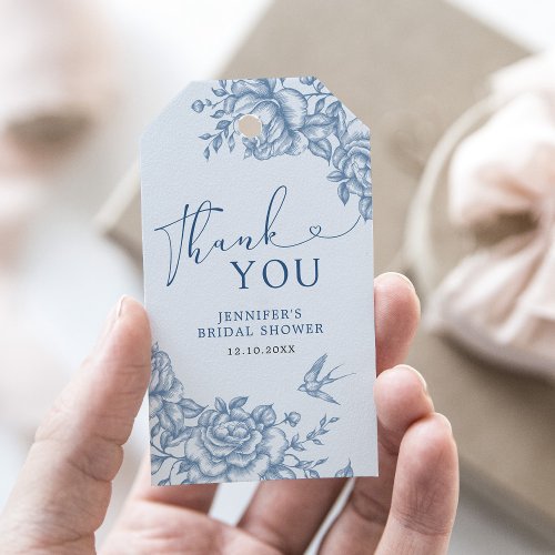 Blue Chinoiserie Bridal Shower Thank You Tag