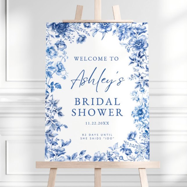 Blue Chinoiserie Bridal Shower Welcome Sign Toile  (Creator Uploaded)