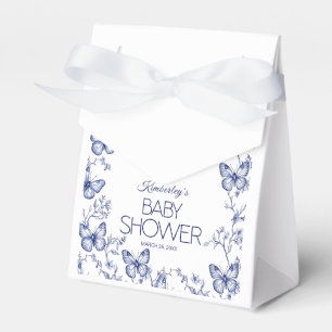 Blue Chinoiserie Butterfly Baby Shower Favor Boxes
