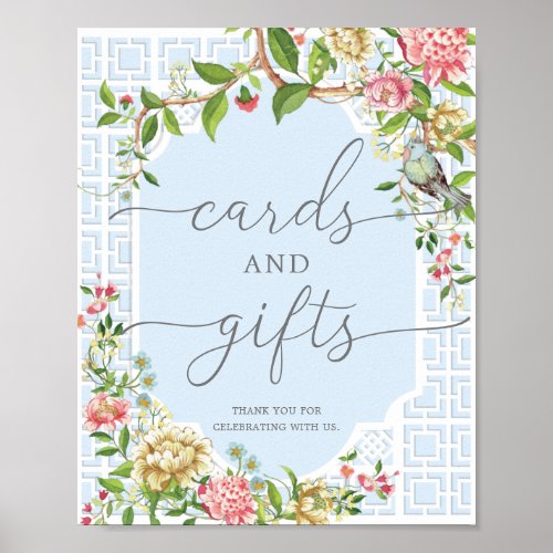 Blue Chinoiserie Cards and Gifts Sign