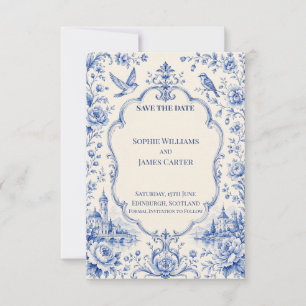 Blue Chinoiserie Castle Wedding Save The Date
