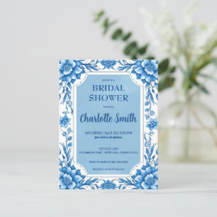 Blue Chinoiserie Chinese Floral bridal shower Postcard
