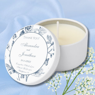 Blue Chinoiserie Christian Wedding Thank You Mini Candle Favors