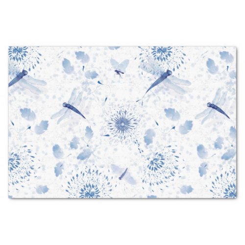 Blue Chinoiserie Dragonfly Floral Tissue Paper