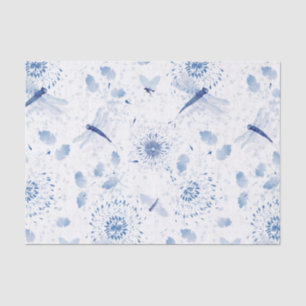Blue Chinoiserie Dragonfly Floral Tissue Paper