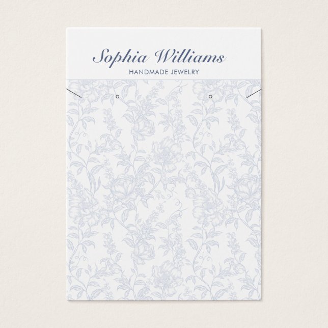 Blue Chinoiserie Earring and Necklace Display Card (Front)