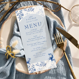 Blue Chinoiserie Elegant Floral Wedding Menu