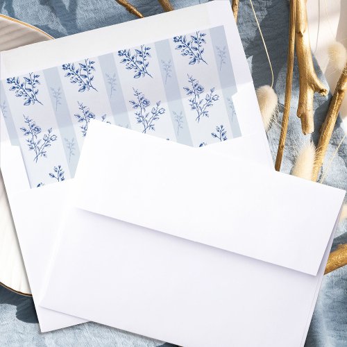 Blue Chinoiserie Elegant Vintage Floral Wedding Envelope Liner