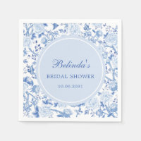 Blue Chinoiserie Floral Birds Bridal Shower