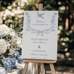 Blue Chinoiserie Floral Botanical Wedding Foam Board