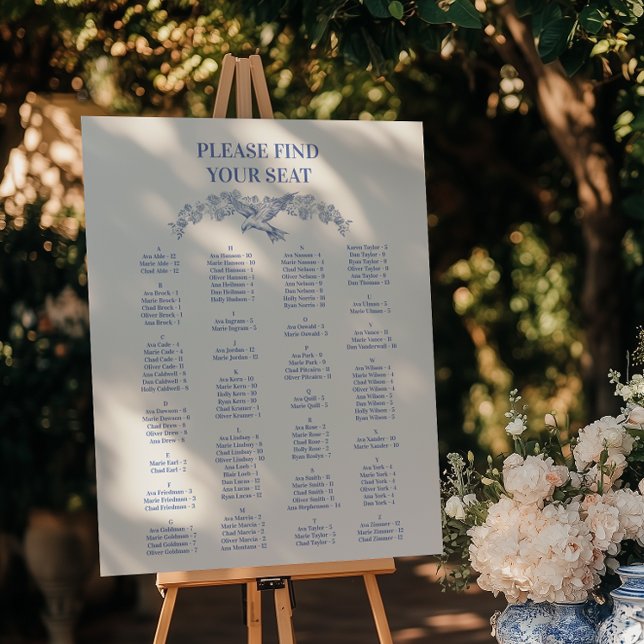 Blue Chinoiserie Floral Botanical Wedding Foam Board (Creator Uploaded)