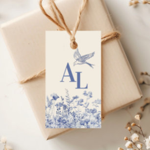 Blue Chinoiserie Floral Botanical Wedding Gift Tags