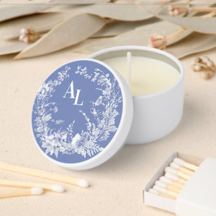 Blue Chinoiserie Floral Botanical Wedding Mini Candle Favors