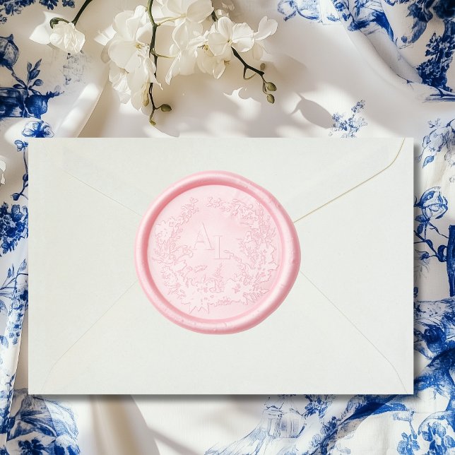 Blue Chinoiserie Floral Botanical Wedding Wax Seal Sticker (Creator Uploaded)
