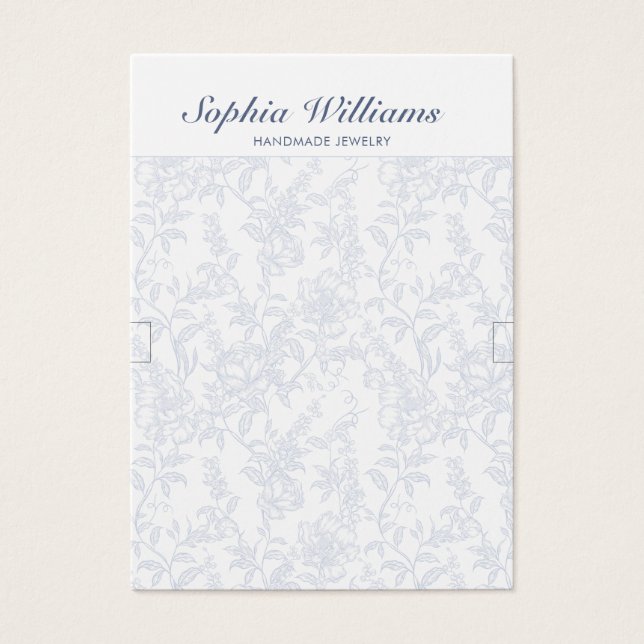 Blue Chinoiserie Floral Bracelet Display Card (Front)