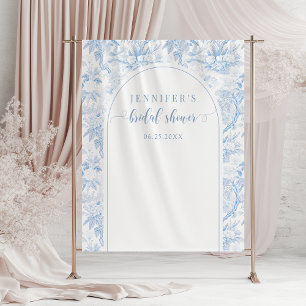 Blue Chinoiserie Floral Bridal Shower Backdrop