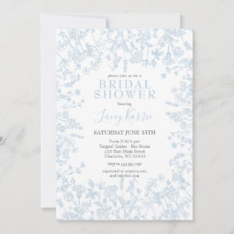 Blue Chinoiserie Floral Bridal Shower Invitation, Invitation