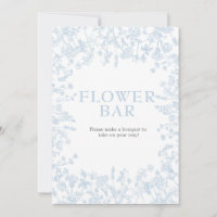 Blue Chinoiserie Floral Bridal Shower Invitation,