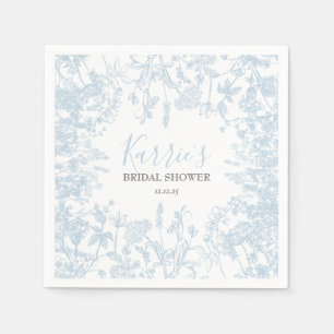 Blue Chinoiserie Floral Bridal Shower Invitation,  Napkins