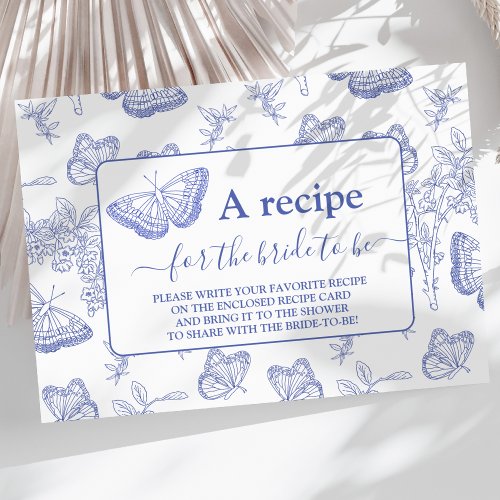 Blue Chinoiserie Floral Bridal Shower receipe  Enclosure Card