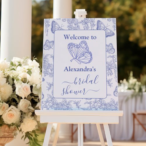 Blue Chinoiserie Floral Bridal Shower welcome  Foam Board