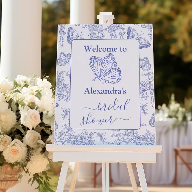 Blue Chinoiserie Floral Bridal Shower welcome  Foam Board (Creator Uploaded)