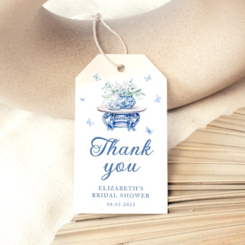 Blue Chinoiserie Floral Chic Bridal Shower Favors Gift Tags